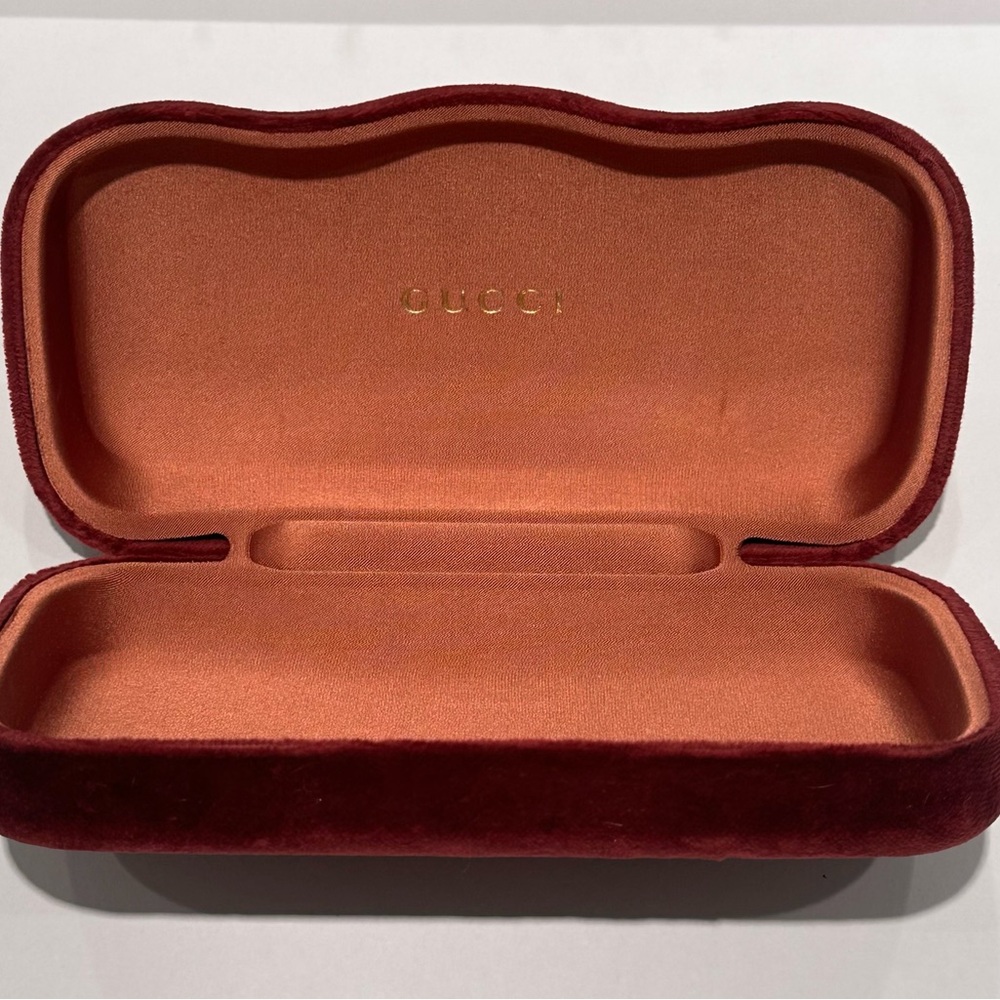 Gucci Red and Orange Sunglasses Case with Velvet Lining
